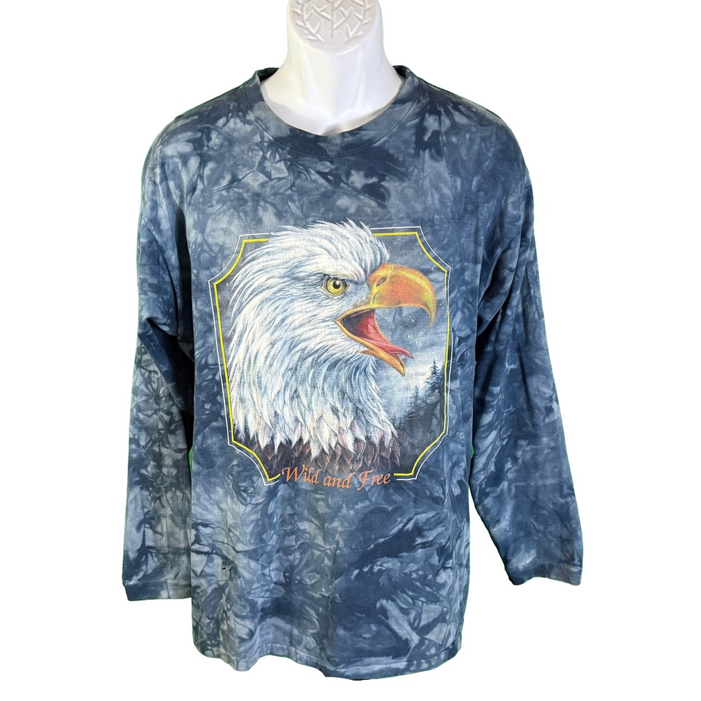 Back To Earth Eagle Graphic Shirt Mens Large Blue‎ Tie Dye Long Sleeve Wild Free